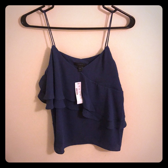 J. Crew blue ruffle tank - Picture 2 of 4
